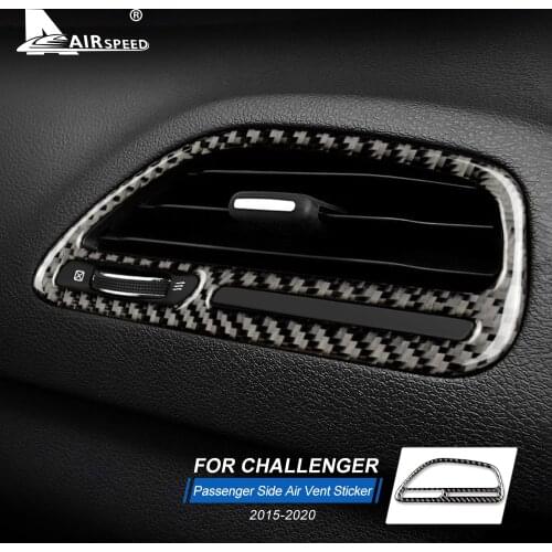 AIRSPEED Carbon Fiber for Dodge Challenger 2015-2020 Accessories Interior Car Co-pilot Air Conditioner Outlet Vent Cover Sticker