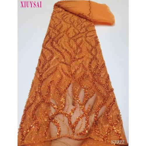 African Sequins Lace Fabric French Net Lace Tulle Mesh Fabrics Puple Lace Wedding Fabrics For Wedding S1884