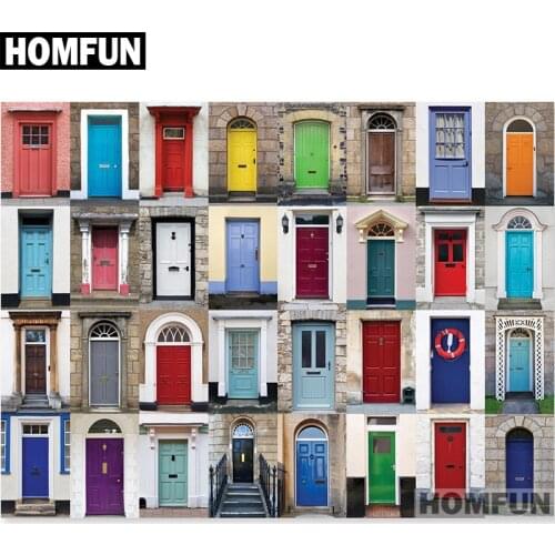 HOMFUN Full Square/Round Drill 5D DIY Diamond Painting "Colorful door" Embroidery Cross Stitch 5D Home Decor Gift A01753