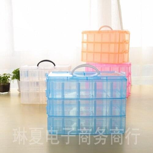 Large Three Layer Free Separation Type 30 Grids With Storage Box Solid Plastic Storage Box Home Furnishing Creative Color Random