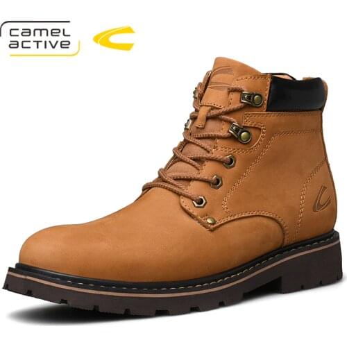 Camel Active New Mens Boots Winter Man Cushioning Genuine Leather Tooling Boot Textured Scrub Male Ankle Botas Footwear