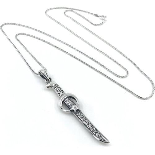 Foxtail Chain the Moon the stars Blade Stiletto Silver Male Necklace