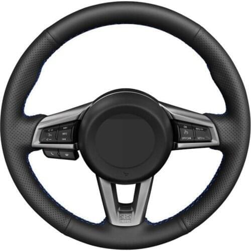 Car Steering Wheel Cover Hand-stitched DIY Soft Black PU Artificial Leather For Mazda MX5 MX-5 2016 2017 2018 2019 2020