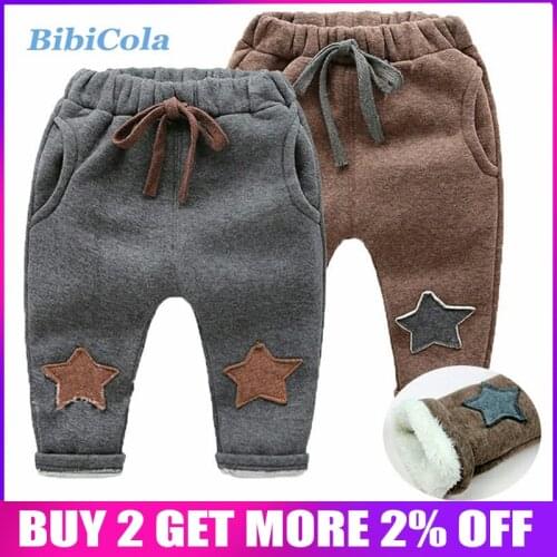 BibiCola 2017 New Autumn Winter Children Warm Cotton Pants baby Boys Velvet Trousers Pants Thick Pants Childrens Clothes pants