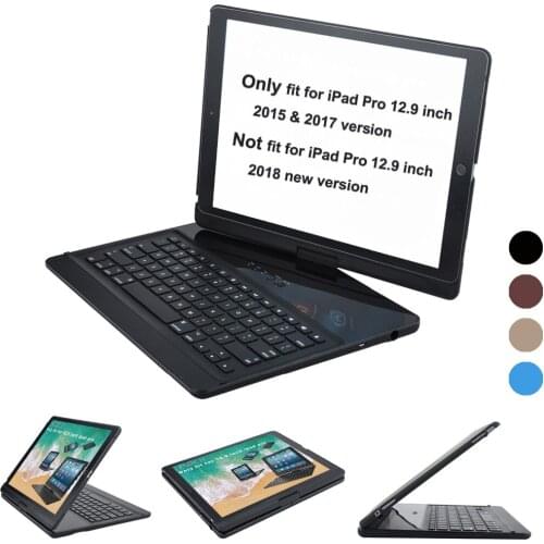 For iPad pro 12.9 case keyboard 2017 and 2015 360 Degree Rotatable Wireless Bluetooth Keyboard Auto Sleep/Wake up stand