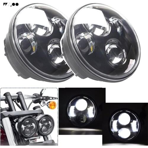 Wzjoo 4.65inch Twin Dual LED Headlights high low beam For Fat Bob Headlamp Motorcycle Double Dual Lamp