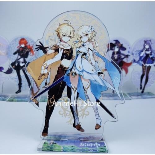 Barbatos Barbara Diluc Klee Keqing Lumine Action Figure Cosplay Toys Game Genshin Impact Acrylic Figures Stand Model Dolls 15cm
