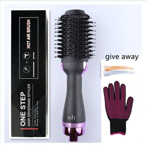 Hot Air Brush 2 In 1 Hair Dryer Hair Straightener Curler Comb Electric Blow Dryer With Comb Hair Brush Roller Styler