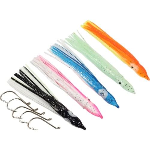 FreeFisher 25 pcs/set Fishing Lures Soft Octopus Squid Lures 9cm 12cm 15cm with 20pcs Hooks 8299 for Freshwater and Saltwater