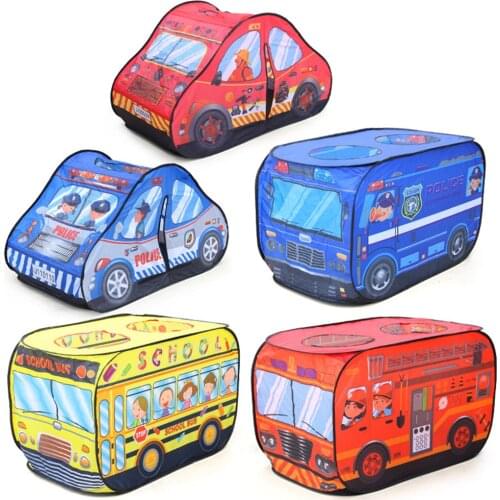 Play Tent Portable Foldable Truck Police Car Bus Folding Tent Children Boy Cubby Play Game House Kids Gifts Outdoor Toy Tents