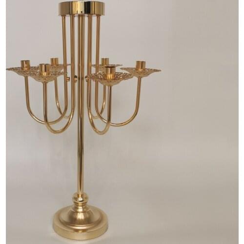 IMUWEN 10PCS Metal Candle Holder 6 Head Candlestick Flower Vase Wedding Table Centerpiece Candelabra Road Lead Party Decor IM858