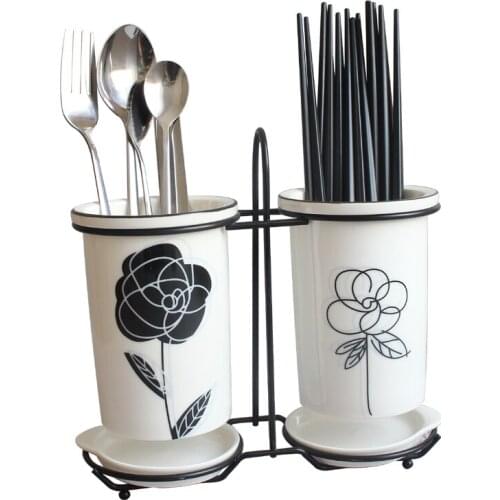 Ceramic Chopsticks Holder Draining Household Chopstick Barrel Chopsticks Box Nordic Storage Storage Rack Chopsticks Cage