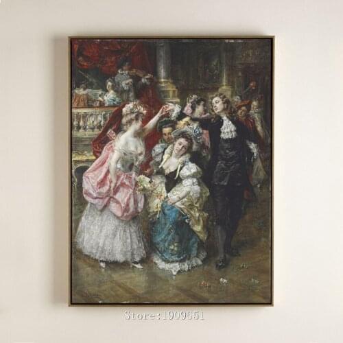 Classical court figures noble dance party canvas printings oil painting printed on cotton no frame wall art decoration picture