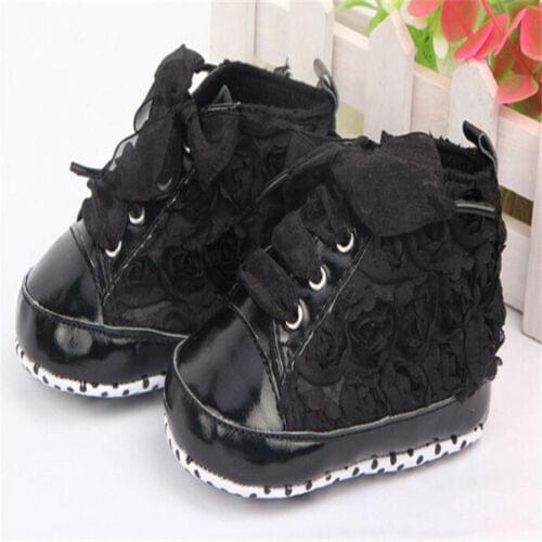 Lace shoes Baby Kid Girl Toddler Non-slip Soft Sole Crib Sneaker Shoes Prewalker Boots baby princess shoes first walkers shoes