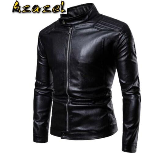 Azazel High Quality new PU leather Jacket men Winter Autumn Fashion Motorcycle Jacket Black faux leather coats male Outerwear
