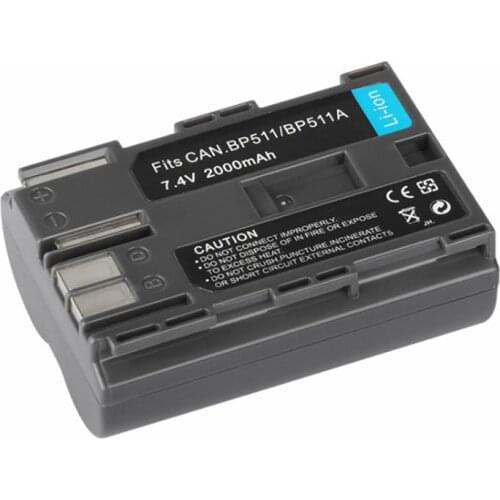 7.4V 2000mAh BP-511A Rechargeable Li-Ion Battery BP-511 for Canon EOS 40D 300D 5D 20D 30D 50D 10D D60 G6 Digital Camera