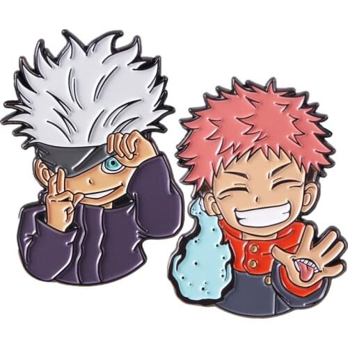 Game Jujutsu Kaisen Gojo Satoru Itadori Yuji Cosplay Metal Brooch Pin Alloy Badge Props