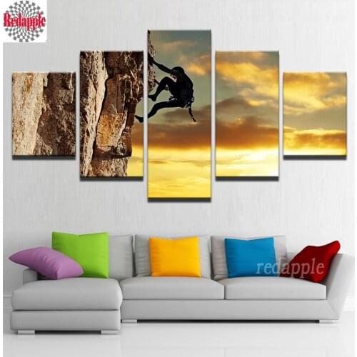 5 Pcs full diamond painting cross stitch Exercise Rock Climbing diamond mosaic Rock climbing spirit 3D embroidery Office decor