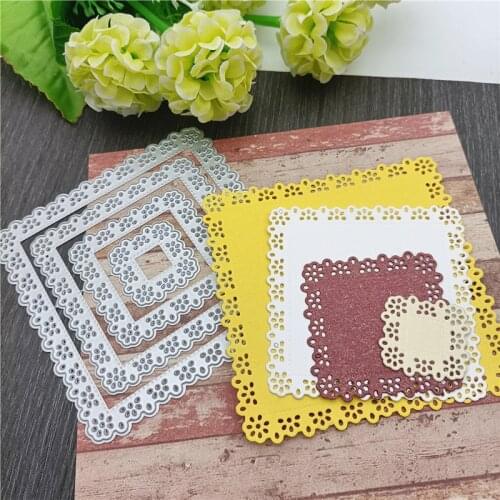 2021 New 4 Pcs/Lot Square Metal Cutting Dies Stencil Die Cut Scrapbooking Craft Stamps