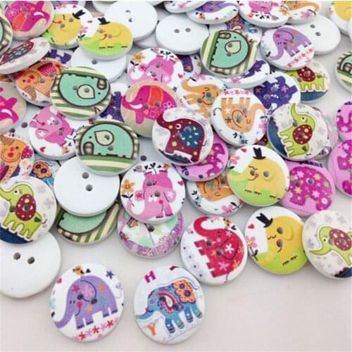 New 50pcs Elephant Decoration Wood Buttons 20mm Sewing WB184
