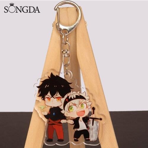 New Trendy Anime Black Clover Acrylic Keychain Double-Sided Cute Cartoon Figures Keyring for Women Men Jewelry Decoration Gift