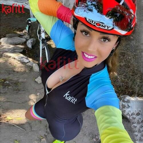 Kafitt womens new long-sleeved cycling jersey sweatshirt Macaquinho GO mountain bike cycling jersey jumpsuit sexy suit
