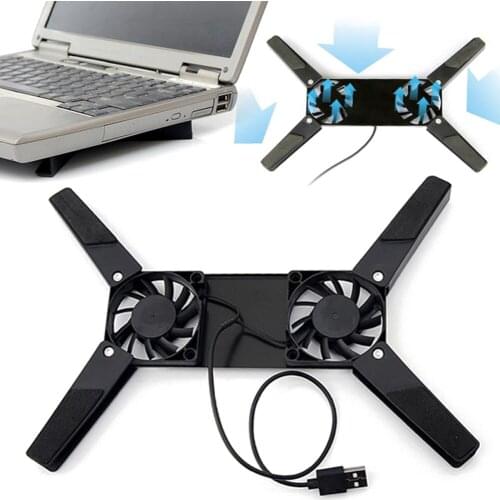 LCD Display Notebook Cooler Holder USB Laptop Cooler with 2 60mm Fans Folding Cooling Pad for Notebook PC Computer