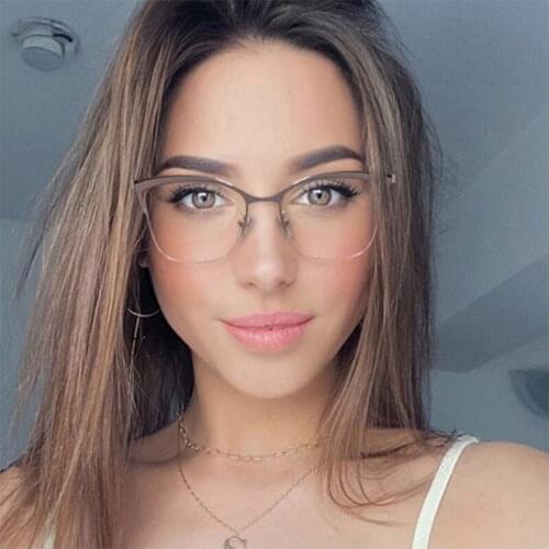 Half Frame Cat Eye Anti Blue Light Optical Glasses Frames Women Fashion Computer Eyeglasses 50204