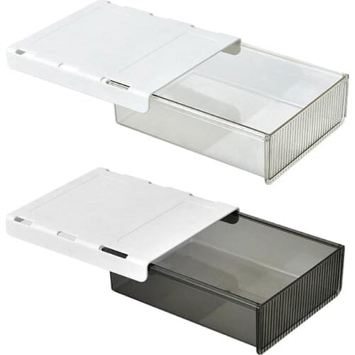 Under Table Drawer Hidden Storage Box Self Adhesive Pen Pencil Tray Holder Desk Office Stationery Sundries Organizer