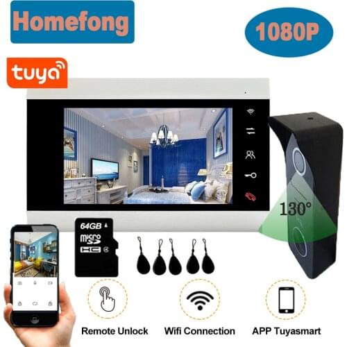 Homefong 7 Inch Tuya App Wireless WiFi Smart IP Video Door Phone Intercom System 1080P Video Monitor and Outdoor Doorbell Camer