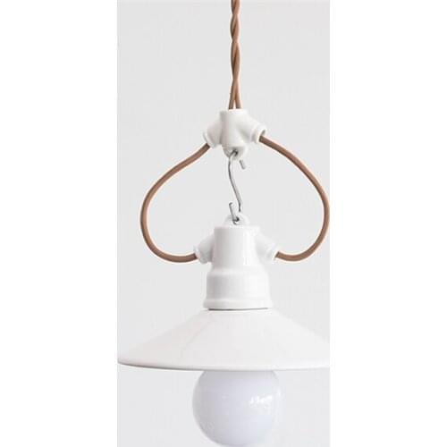 Nordic white ceramic vintage pendant lights bedroom living room corridor study desk hanging small ear rope lamps deco lighting