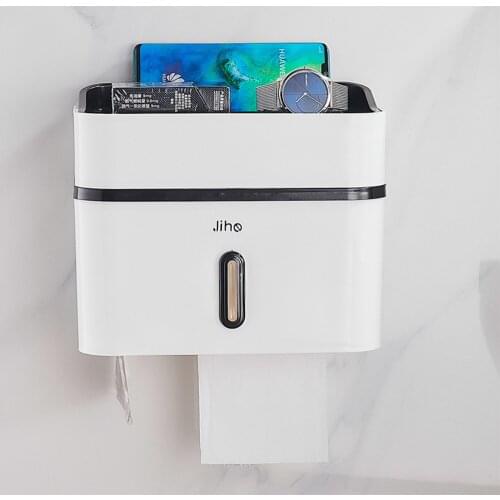 Waterproof Toilet Paper Holder Phone Shelf Wall Mount Toilet Paper Tray Punch-free Roll paper Towel holder Tissue Storage Box