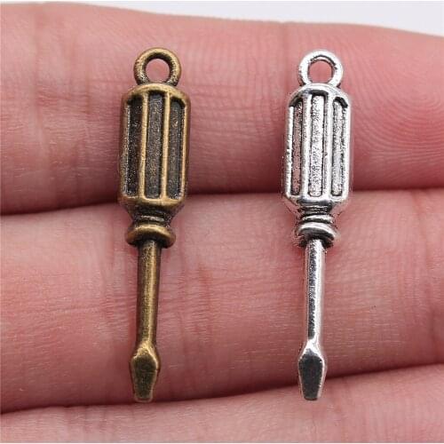 WYSIWYG 5pcs 31x6mm Pendant Screwdriver Tool Screwdriver Charm Pendants For Jewelry Making Screwdriver Pendants