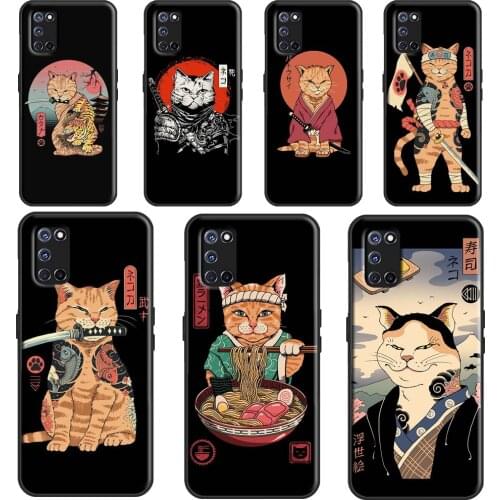 Japanese Style Ukiyo-e Cat Art For OPPO A15 A3S A5S A52 A72 A92 A83 A91 A93 F5 Reno2 Z A31 A53 A5 A9 2020 A1K Phone Case