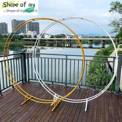 Iron Double Rod Ring Wedding Arch Outdoor Marriage Birthday Party Round Arch Decoration Background Shelf Decoration Arch Frame