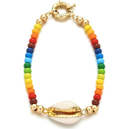 ZMZY Boho Style Cute Turkey Evil Eye Shell Beads Bracelet Female Charm Jewelry Enamel Bracelets Chain Wholesale