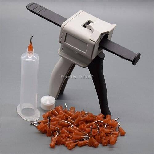 15G Bent Dispensing Needle Tips and 30cc Glue Dispenser Syringe Barrel with 30ml Manual Glue Gun Tool UV Adhesive Caulking Gun