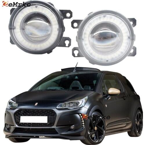 2x Car Lens LED Fog Lights Angel Eye DRL Daytime Running Light Lamp for Citroen DS3 2016 2017 2018 2019