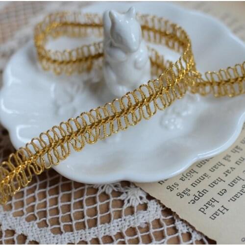 5 Meters Vintage Gold Lace Ribbon DIY Lace Gold Mesh Embroidery Lace Trim Wedding Performance Dress Accessories 1.3cm
