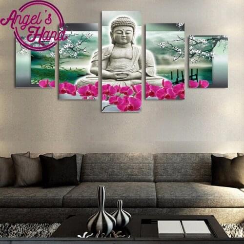 5 pcs,Full Square 5D DIY Diamond Painting buddha,orchid,3d,Diamond Embroidery Cross Stitch,Mosaic,sticker,Christmas,wall decor