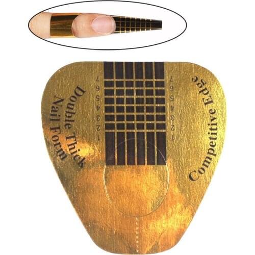 Finger Angel 50/100/500PCS Nail Forms Nail Art Guide Paper Golden Horseshoe Nails Gel UV Extension French DIY Manicure Tool