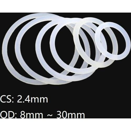 10pcs White Silicone Ring Gasket CS 2.4mm OD 8 ~ 30mm Food Grade Waterproof Washer Rubber Insulate ring o-ring rubber ring