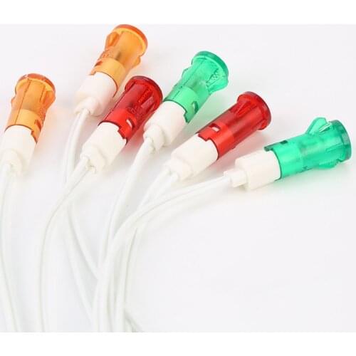 5Pcs Signal Lamp Panel Mounting Neon Indicator Red Green Yellow Lights 220V 12V/24VDC 10mm MDX-11A Guiding Signal Lamp