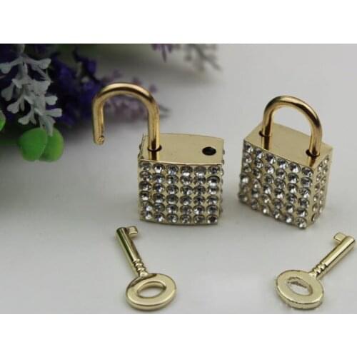 6 PCS/lot DIY bags diamond padlock handbags lock hardware metal accessories
