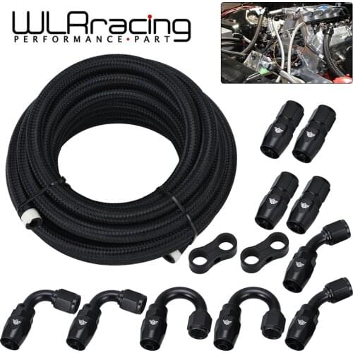 0/45/90/180 Degree Swivel Hose End Oil Cooler Hose Adapter+5M Double Braided Fuel Hose Line+Tubing Clamp AN6