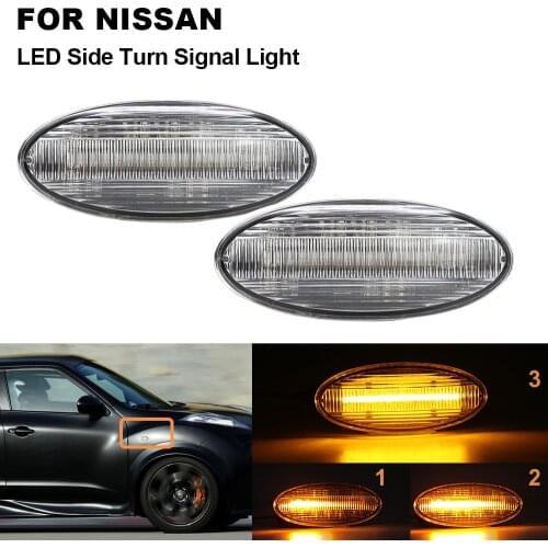 LED Dynamic Side Marker Turn Signal Blinker Light For Nissan NV200 NV400 NP300 Leaf Juke Qashqai Micra Cube Note Dualis X-Trail