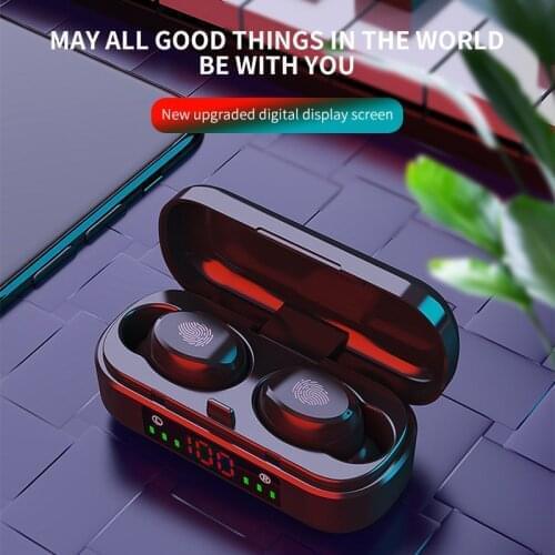 Headset Wireless Earphone Bluetooth V8 TWS Fingerprint Touch Earphones LED Digital Display Earphone Waterproof Headset Earphone
