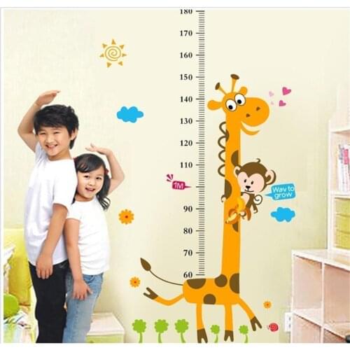 Children Height Growth Chart Measure Wall Sticker Kids Room Decor Animal Decal