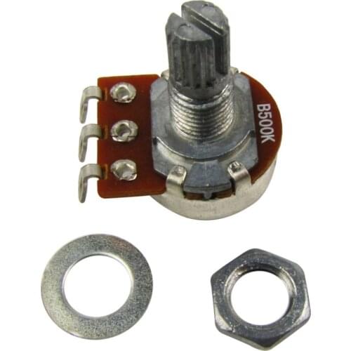 FLEOR 2pcs Small B500K Bass Guitar Pots Potentiometers 15mm Short Split Shaft for Electric Guitar
