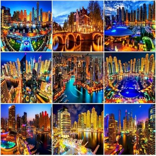 GATYZTORY Painting By Number Frame New York City Landscape Drawing On Canvas Paint By Numbers Canvas Street Kits Modern Wall Art